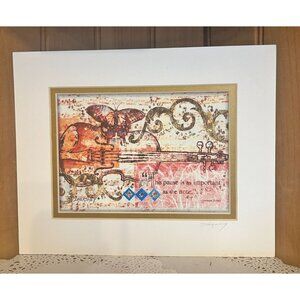 Limited Edition Collage Print Deborah Hershey Artist Signed Matted Music ThemeT